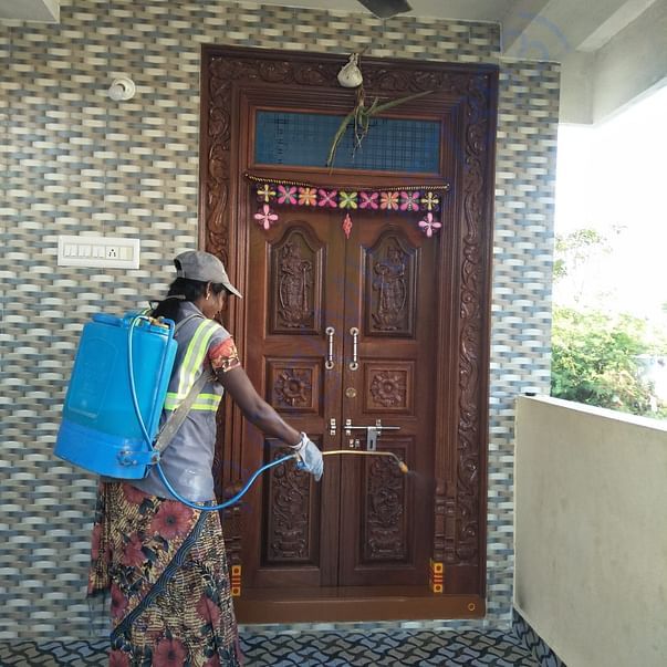 Spraying disinfectants in residential localities