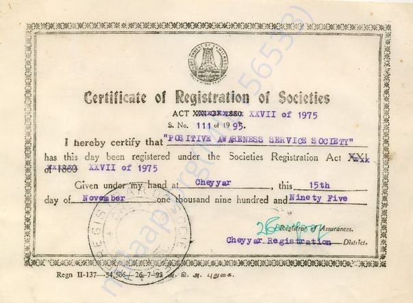 Registration certificate