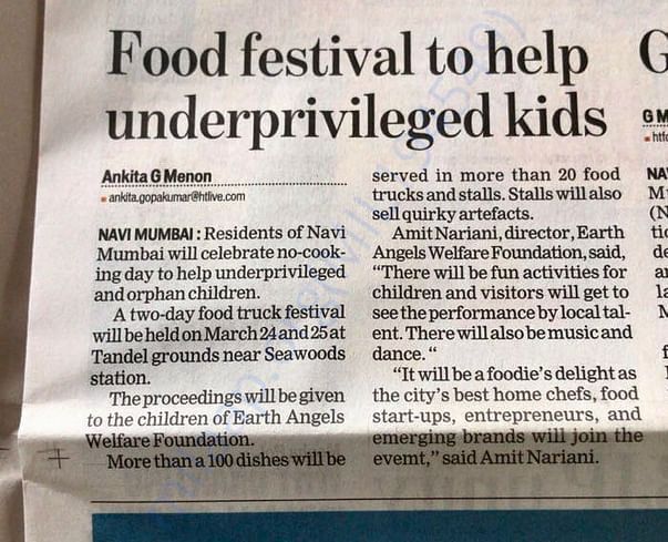 Fund Raiser for Underprivileged through Food Festival