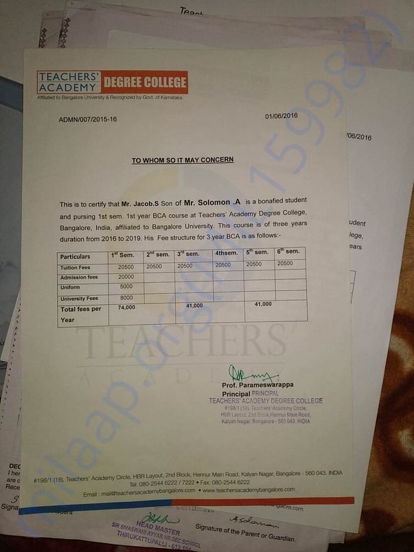 Feel card. Paid only 2 semester and exams fee includes 35000