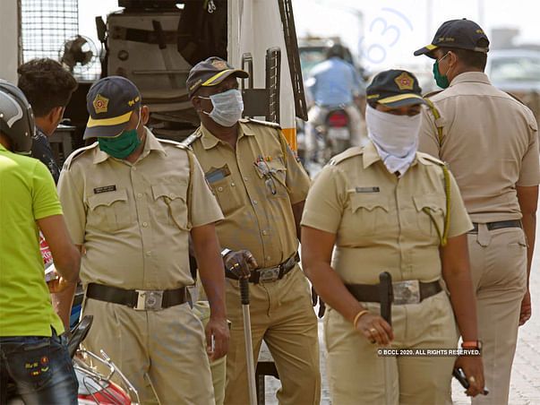 Most policemen are using handkerchiefs to prevent COVID-19