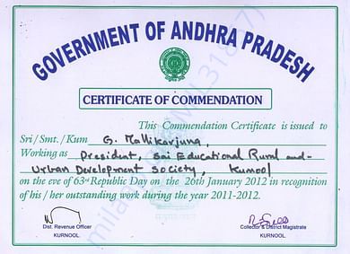 best charitable organization in andhra pradesh honoured by district