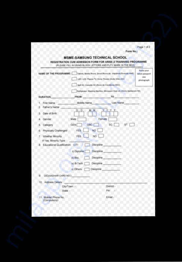 This is admission form in samsung technical school