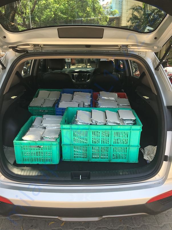 Meals being transported to homeless shelters and relief camps