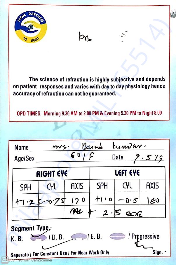 Eye number card after surgery