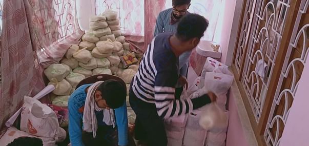 Our team preparing food Packets