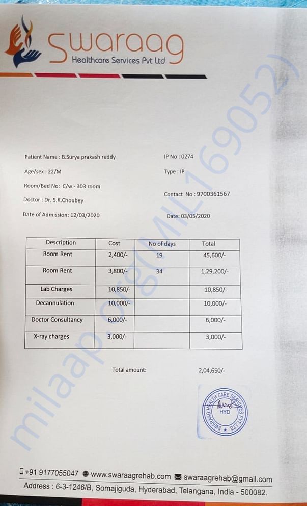 present rehabilitation center payment bill