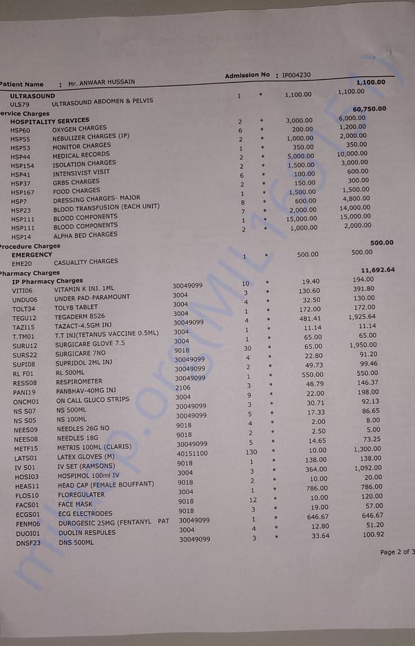 Estimated bill