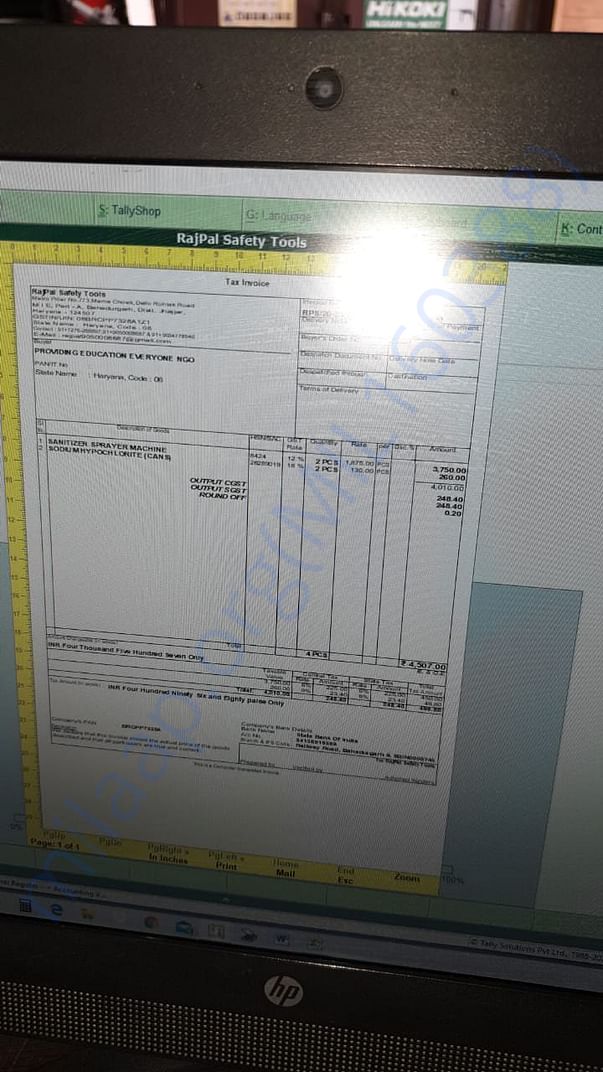 Sanitazation machines buying bill