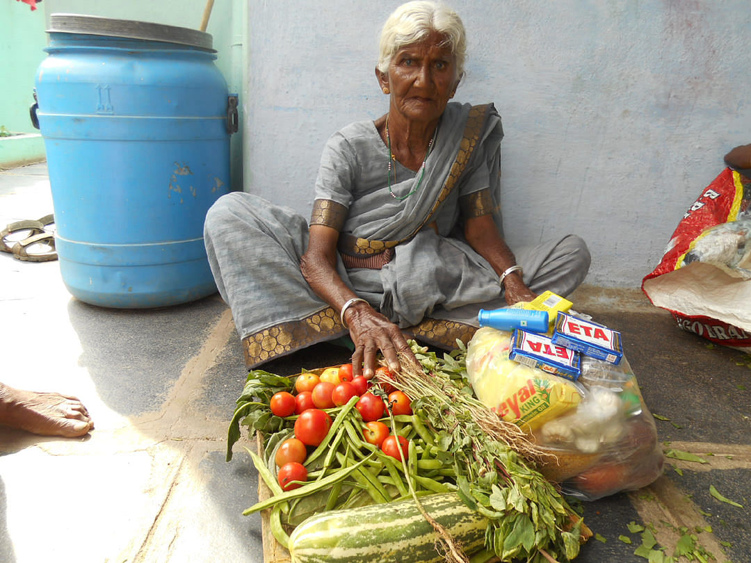 donation of monthly food provisions to poor elderlyperson