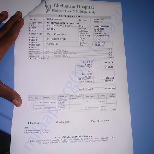 Current hospital bill