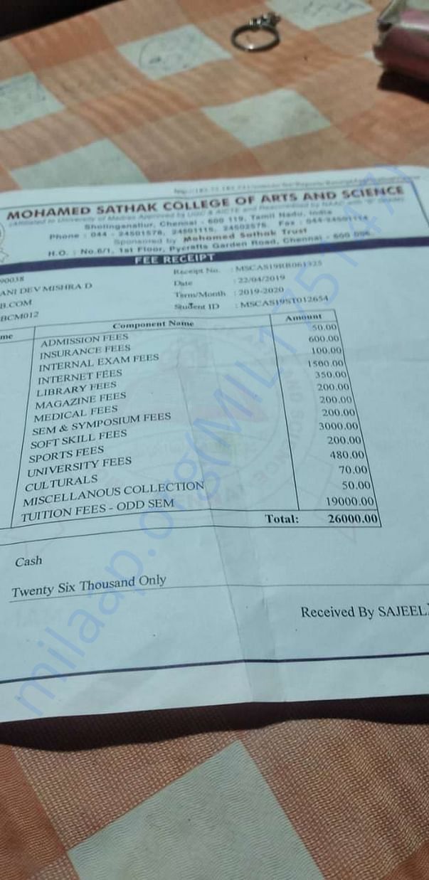College receipt
