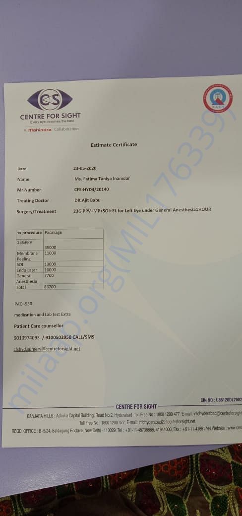 Doctors Advise and amount which is required initially