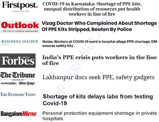 Media's reports towards shortage of safety gears to the health workers