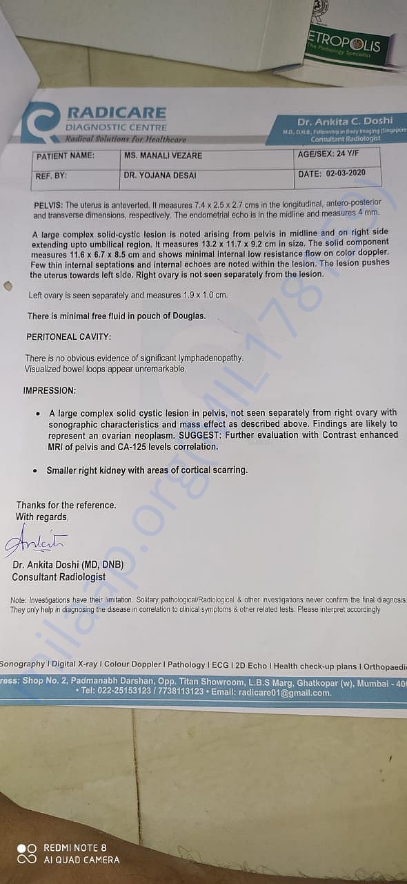 Help Manali to Recover Malignant Tumor in Stomach