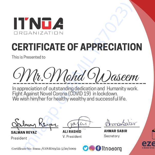 Recieved 2nd certificate of appreciation in a month