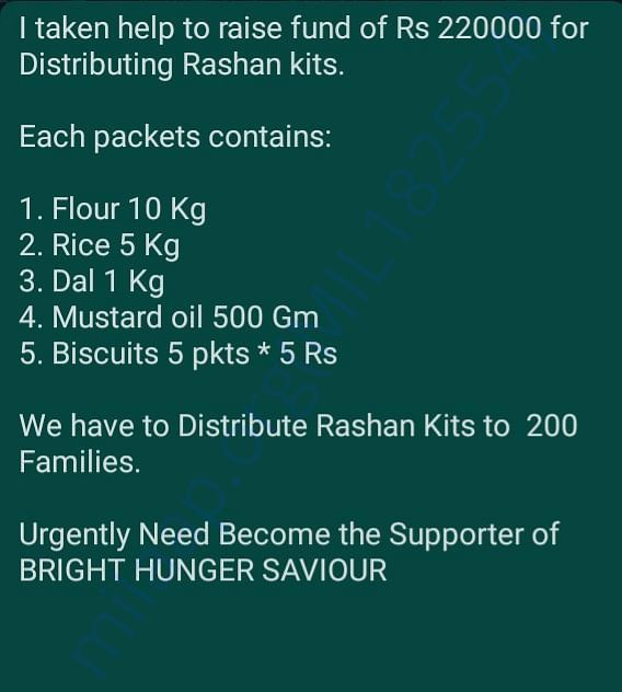 Estimate in each packets for 200 Families
