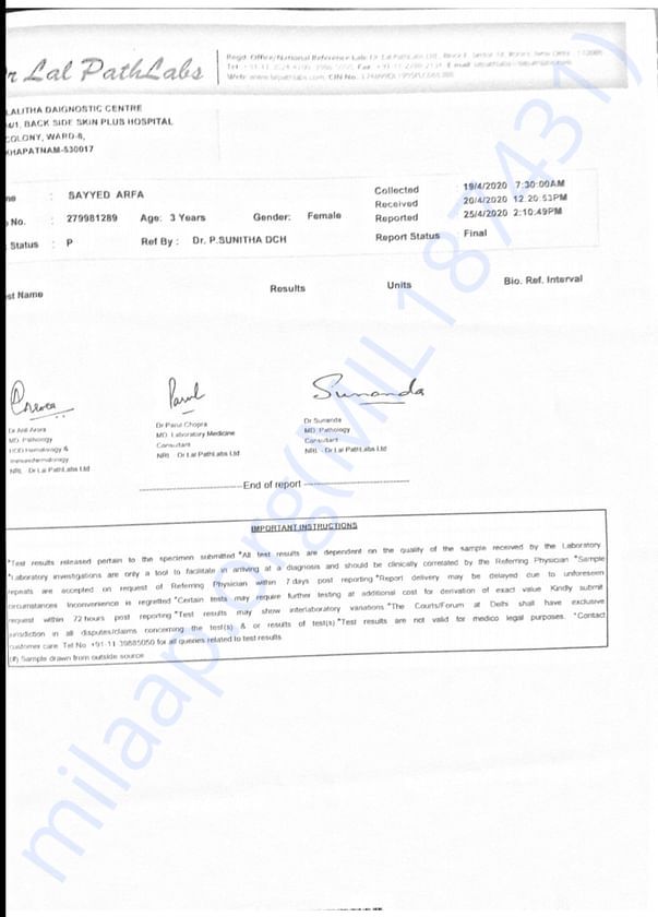 Mohammad Arfha Medical reports.