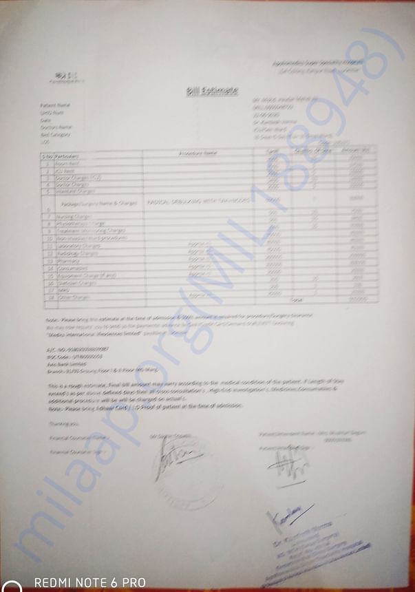 Estimate for surgery