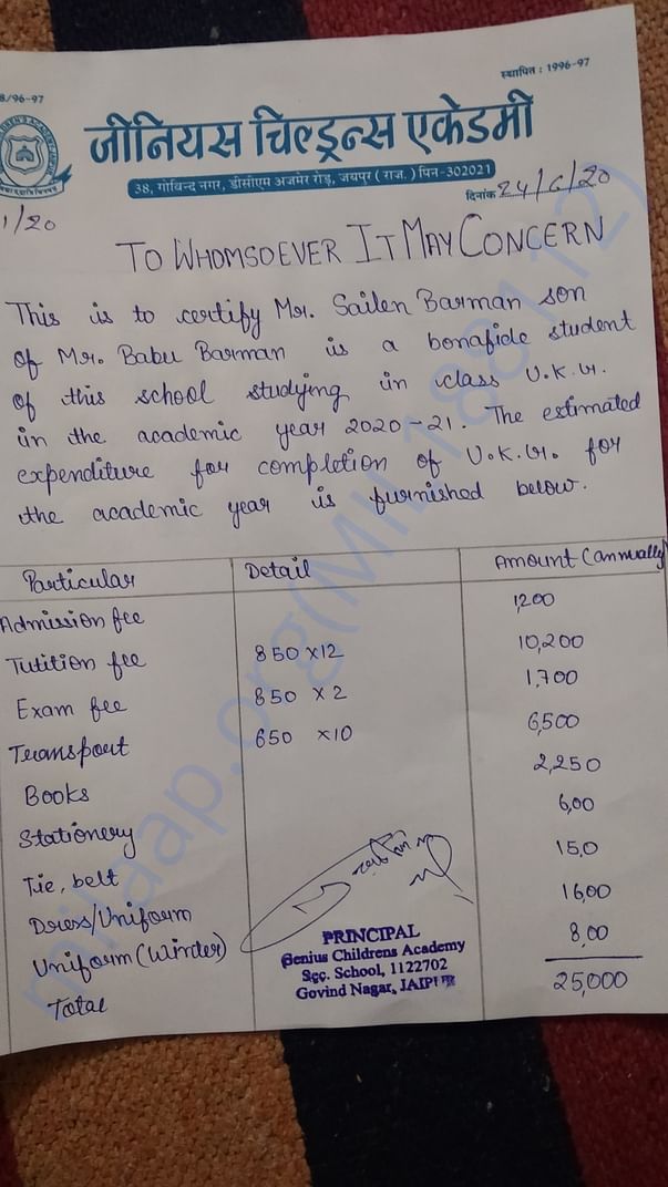 This is fees estimation for one year and other expenses