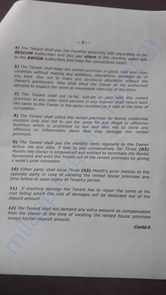 Current house rental agreement