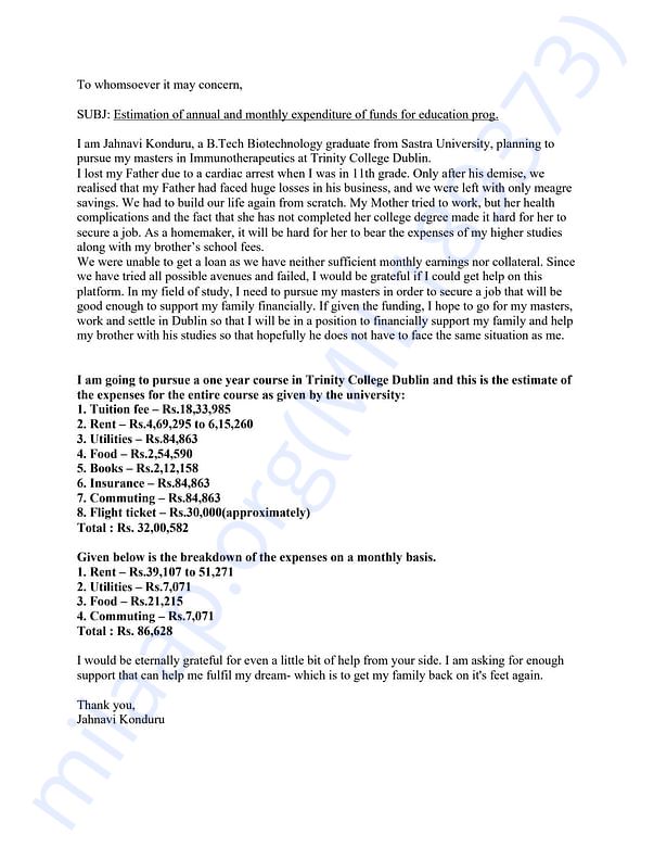 Estimation Letter