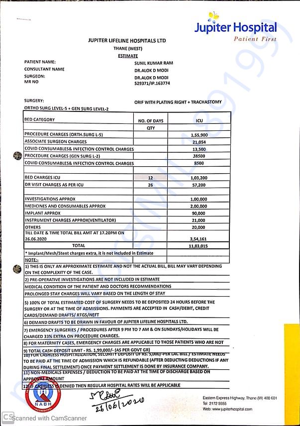 Hospital estimate