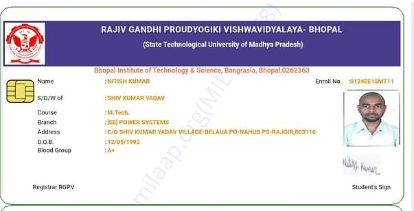 My college I card