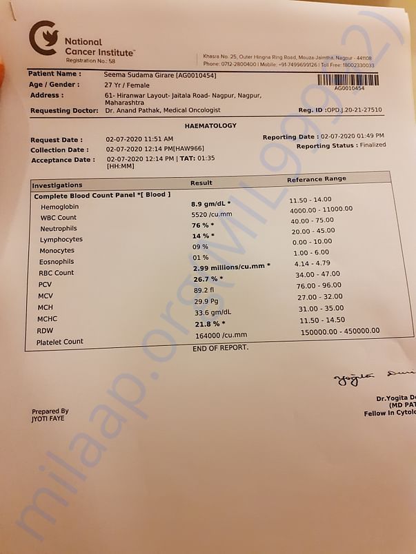 Blood report