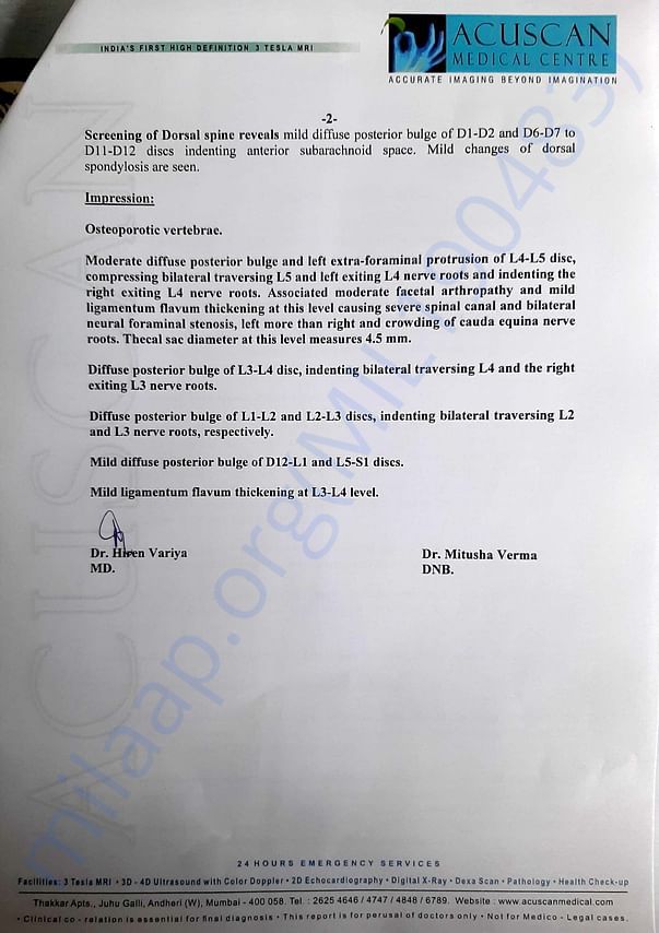 MRI spine report