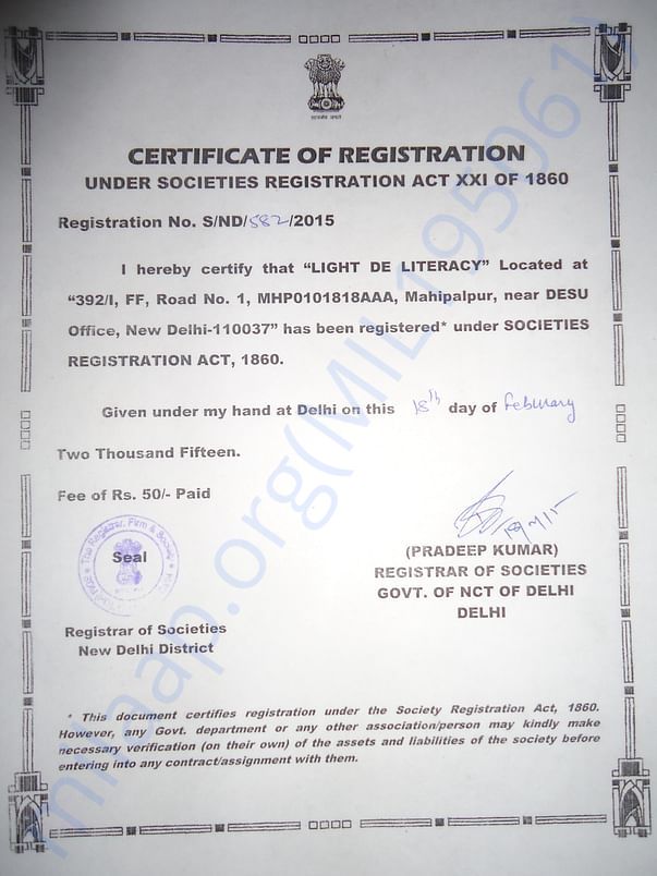 Registration Certificate