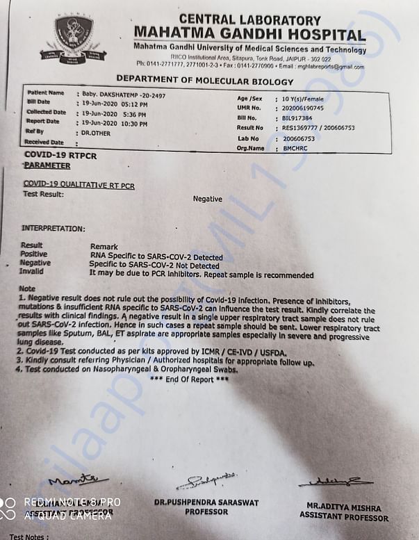 Kovid 19test reports