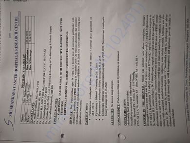 Recent Hospital summary