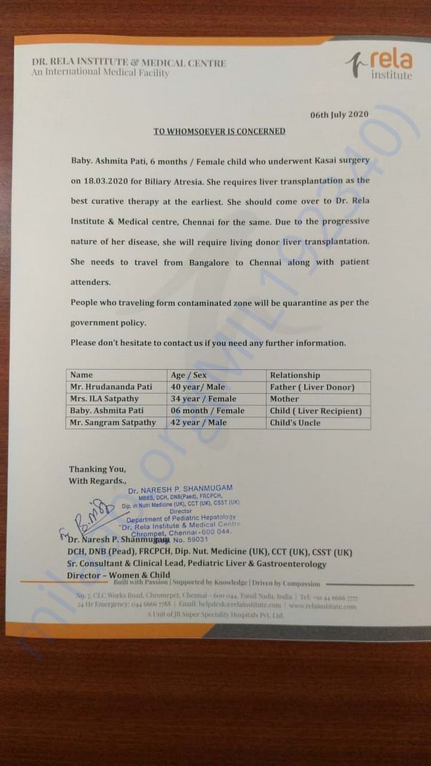 Doctor letter for liver transplant