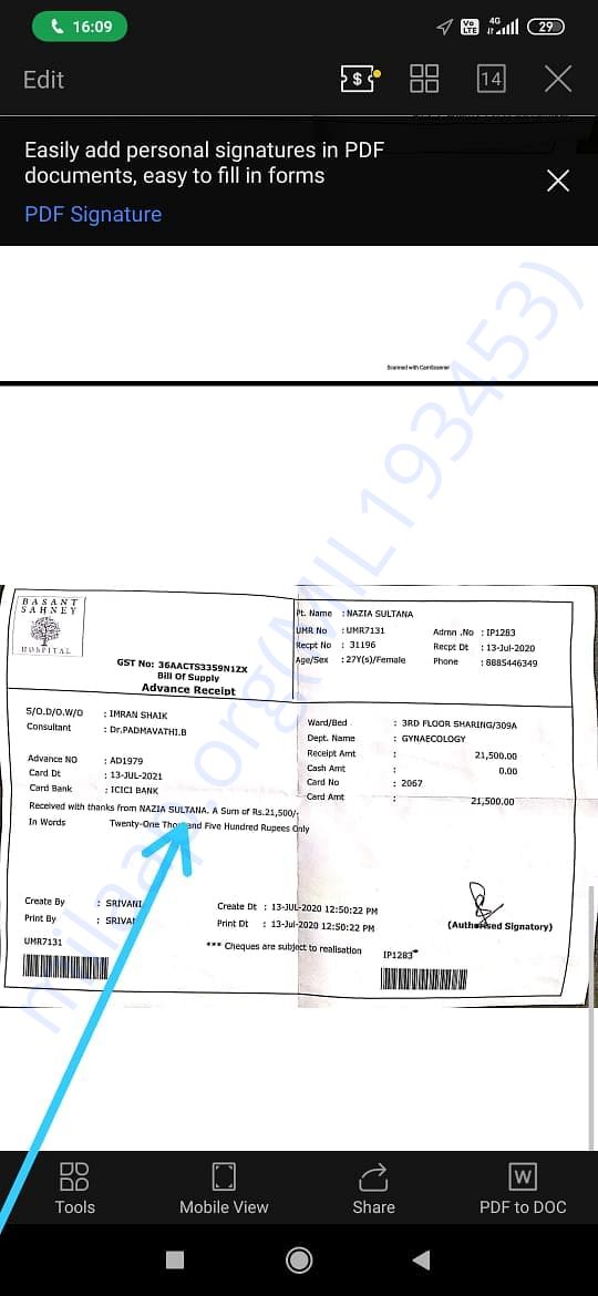Hospital Bill for a Day