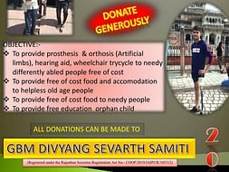 Help for disabled people to provide artificial leg,caliper, food free