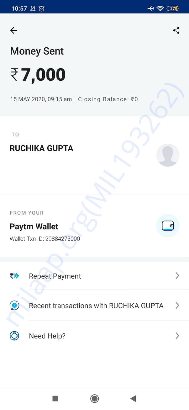 Payment (2) done to Nishabd Shelter for Kali