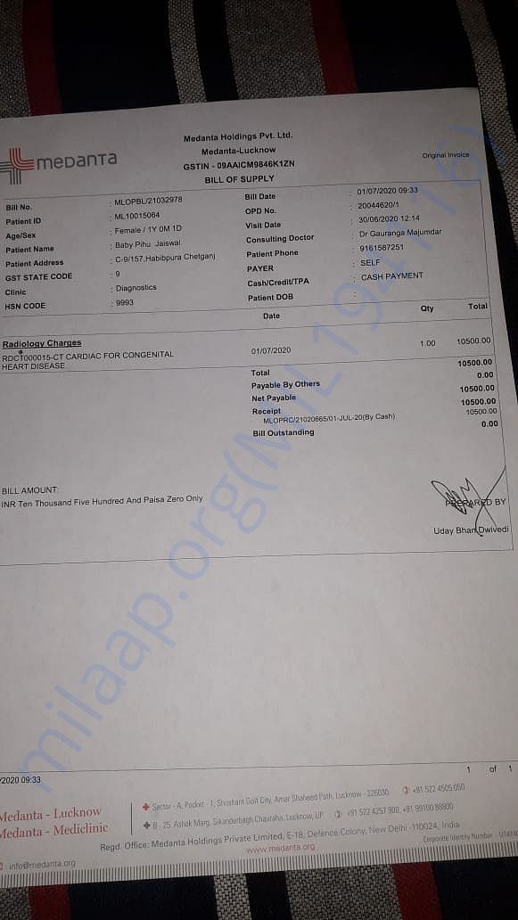 Medanta Payment Slip