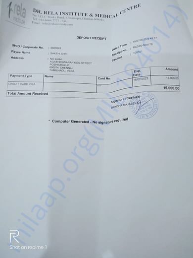 Advance admission recipet