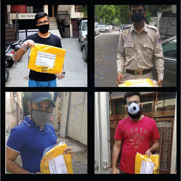 distributing Covid waste management kits in Delhi