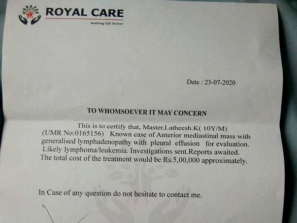 10 years old Latheesh Kuttan needs your help fight Lymphoma/leukaemia
