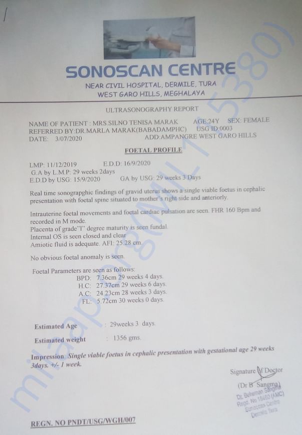 Here's the Sonography report of my wife