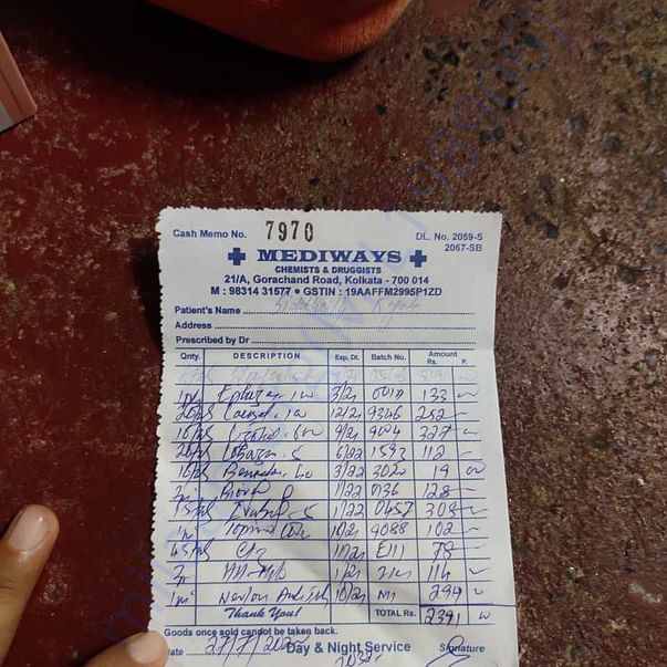 Bill for Medicines