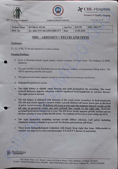 MRI Report Page No. 01