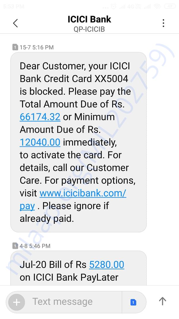 Credit card dues