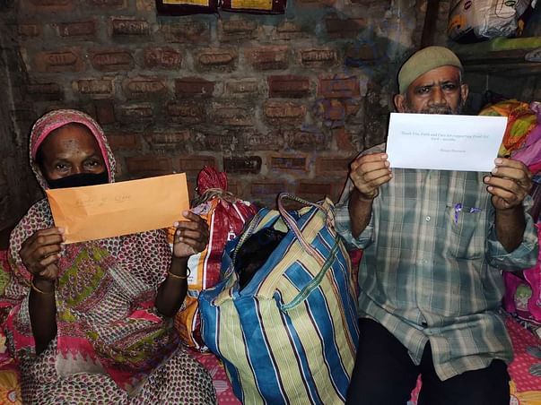 Delivered 4 months ration and room rent to 70 yr old couple in Assam