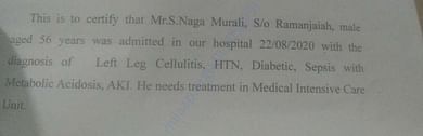 Health issues listed by doctor
