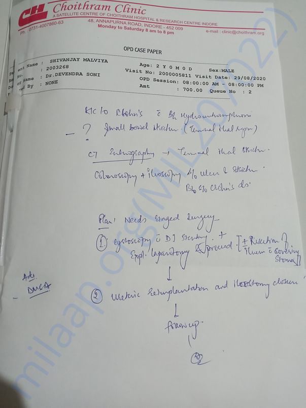 Choithram hospital & research centre Diagnosis and surgery Plan