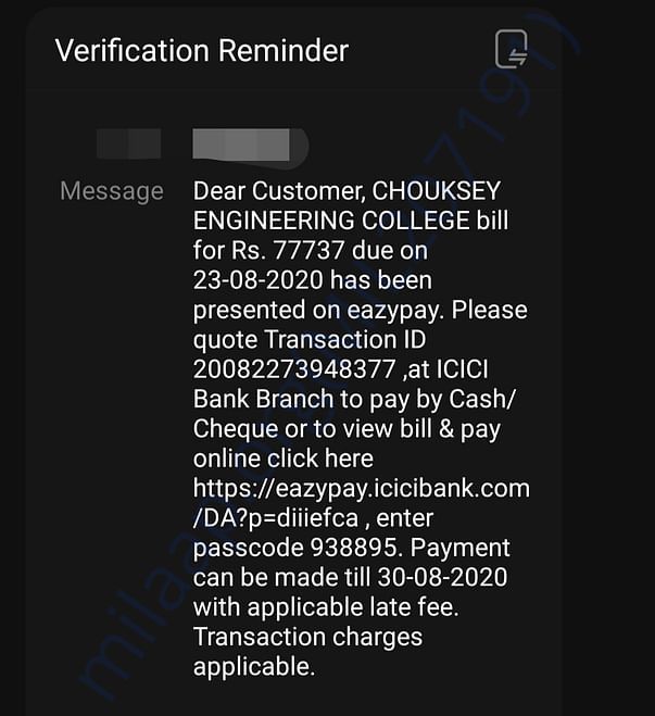This Is my fees message