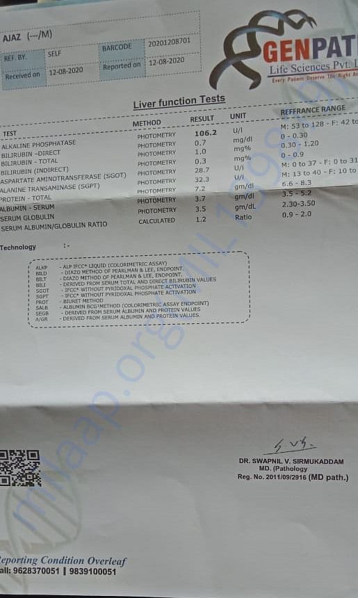Ajaz's medical Report dated 12/08/2020